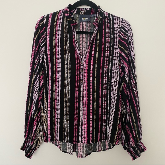 Maeve Anthropologie Colette Peasant Boho Blouse Balloon Sleeve Striped Print - Picture 2 of 16